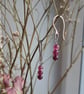 Garnet bead dangle earrings