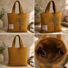 Harris Tweed Shopper bag with Embroidered autumnal trees.