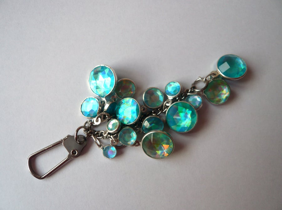 Iridescent Blue Bead Bag Charm