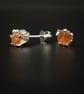 Sunstone soft orange sterling silver gemstone handmade stud earrings - Image 1