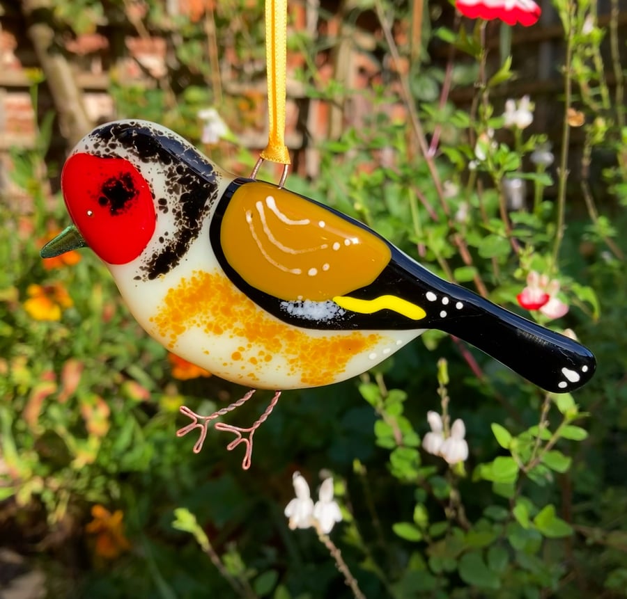 Fused glass Goldfinch