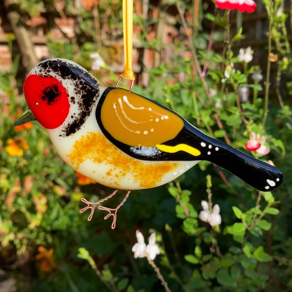 Fused glass Goldfinch