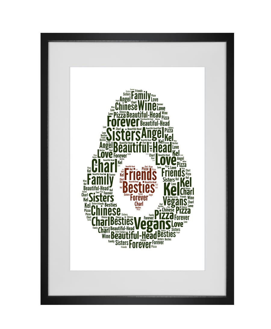 Personalised Avocado Design Word Art Gifts 