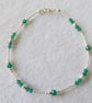  AAA Quality Faceted Green Onyx and Sterling Small Anklet