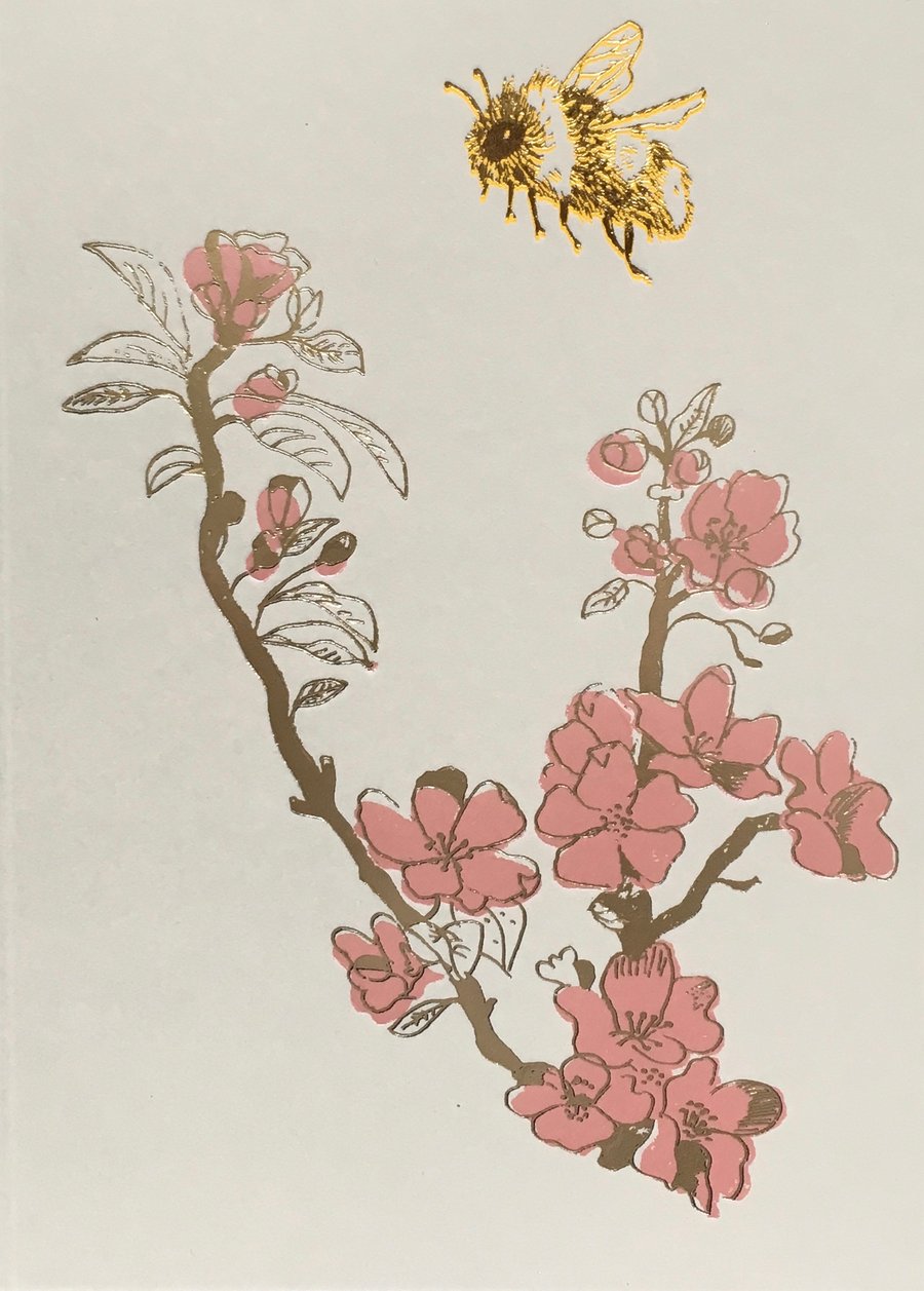 Bee and Blossom - greetings card