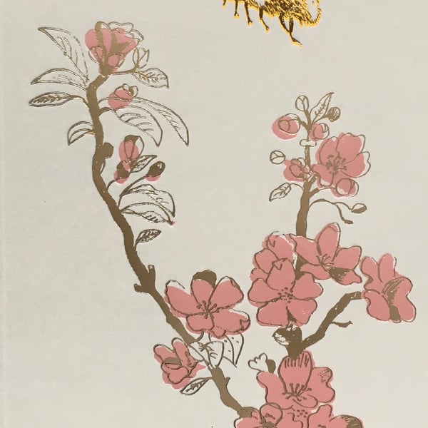Bee and Blossom - greetings card