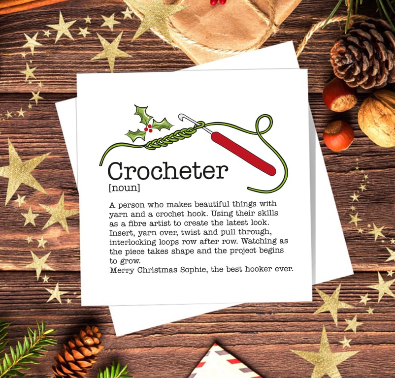 Crocheter Definition Christmas Card - Yarn Artist, Hooker, Crafter