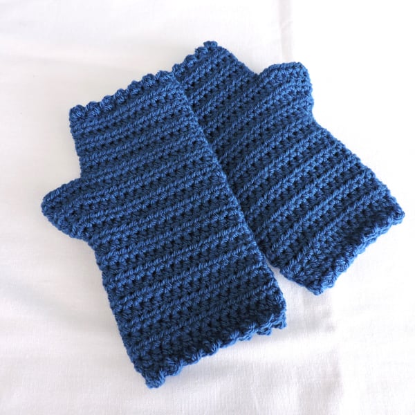 Fingerless Mitts Adults Petrel Blue