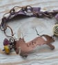 Handmade Bracelet with Hope Copper Horse, Lampwork & Polymer Beads and Ribbon