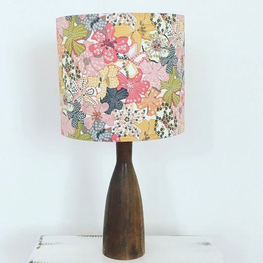 Handmade Liberty pastel Mauvey fabric drum lampshade