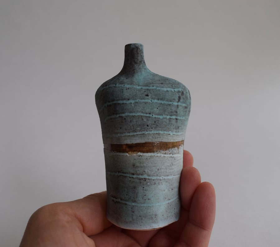 Stoneware Blue and Grey Tracks Bottle 