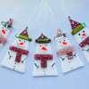 Fused glass snowmen with dichroic hats - Christmas decoration