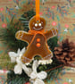 Fused Glass Gingerbread Person has Dotty Cuff Decoration & Orange Embellishments - Image 3