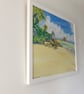 Framed Tropical Island Oil Painting  - Image 9
