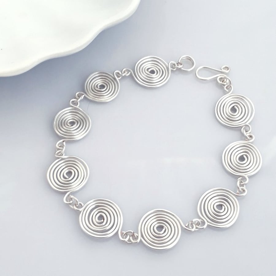 Infinity Silver Spiral Bracelet, Anniversary Gifts For Wives