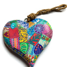 Up cycled hand painted wooden heart
