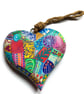 Up cycled hand painted wooden heart