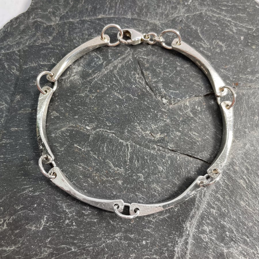 Sterling silver forged link bracelet