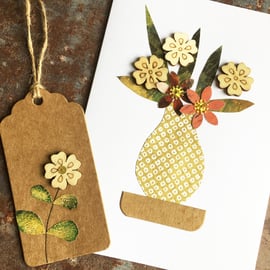 Handmade card and tag, easter card, anniversary card, floral card