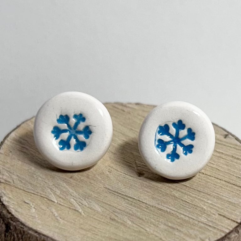 Summer seconds Handmade ceramic snowflake earrings