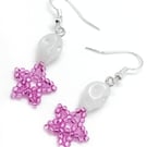 White skull and star beaded earrings