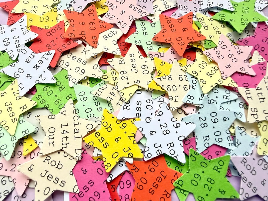 Personalised Star Confetti, Any Wording Custom Stars, Wedding Decor 