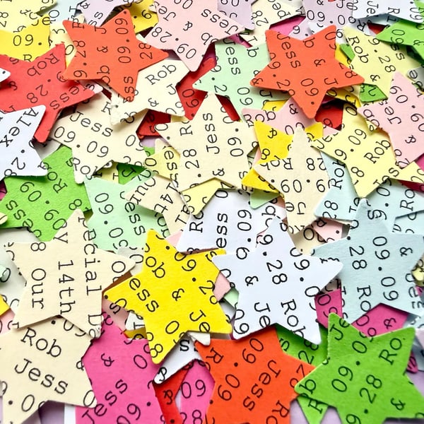 Personalised Star Confetti, Any Wording Custom Stars, Wedding Decor 