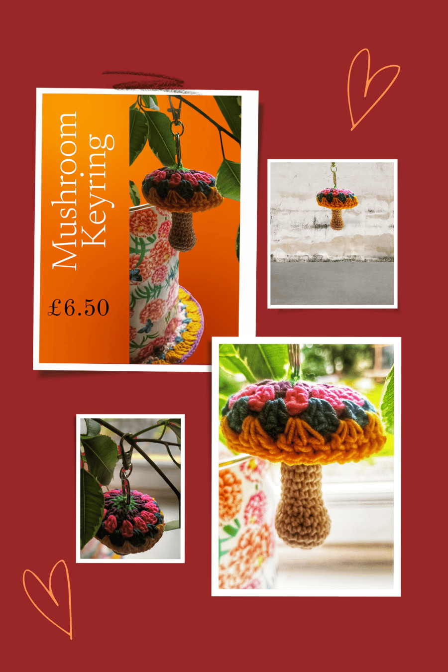 Colourful mushroom keyring