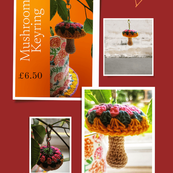 Colourful mushroom keyring