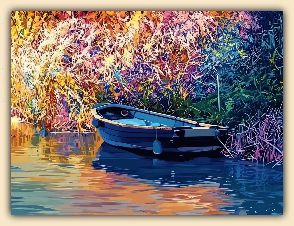Small Boat Near Upwell Church Norfolk Greeting Card A5