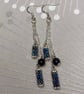 Handmade blue sandstone silver dangle earrings with bead woven elements - Image 4