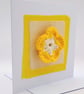 Blank Greetings Card - Crocheted Yellow Flower & Fabric Card - Image 5