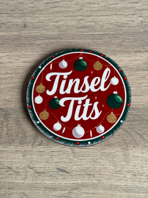 Christmas Coaster 'Tinsel Tits' Adult Humour Gift