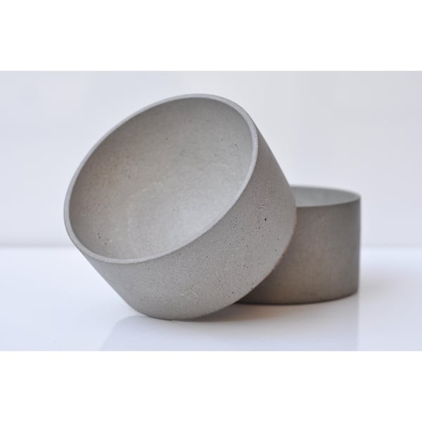 Small Concrete Bowl: NEW Handmade Minimalist Cylinder Key & Jewelry Dish Grey