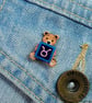 Taurus Bear Pin, Handmade Tiny Star Sign Wooden Teddy Badge - Image 3