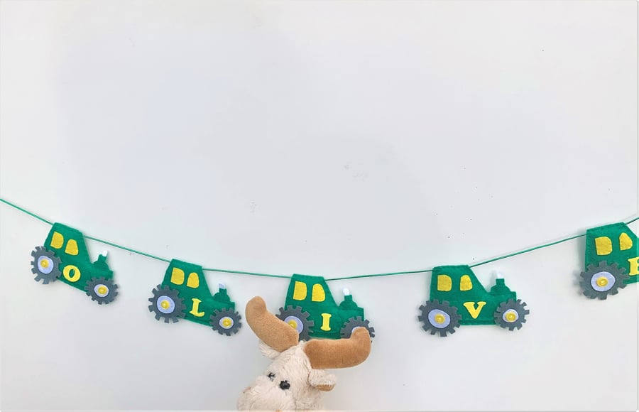 Personalised Green tractor bunting