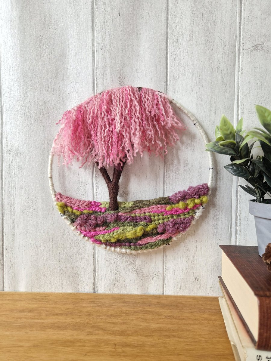 Weeping Pink Cherry Treescape - Weaving Wall Hanging