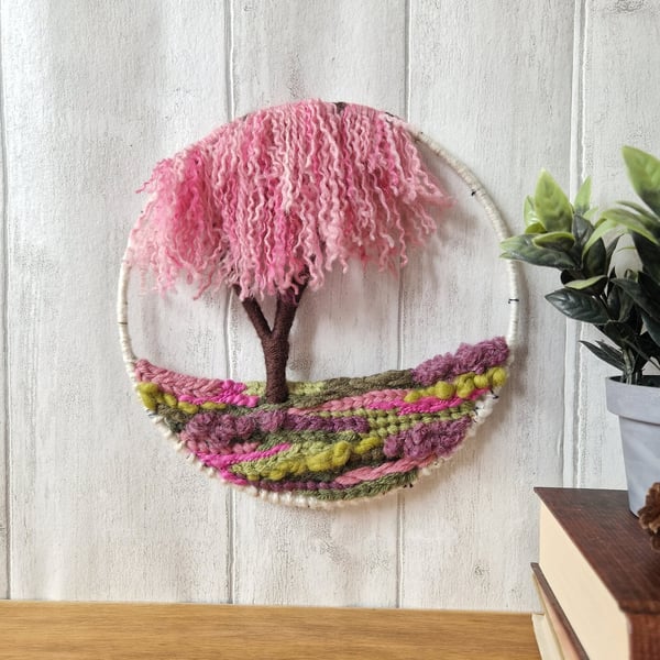 Weeping Pink Cherry Treescape - Weaving Wall Hanging