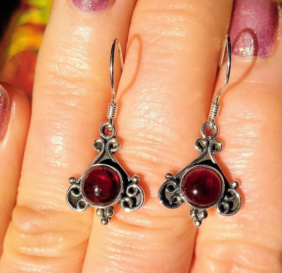 Natural Red Garnet 925 Sterling Silver Vintage ... - Folksy