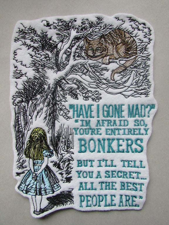 Alice in wonderland Embroidered Sew on Applique Patch