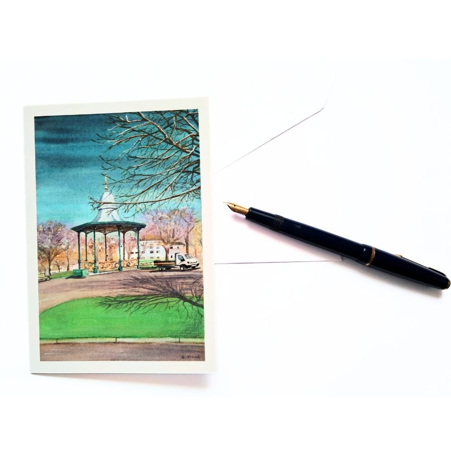 Blank greetings card of Devonport Park Bandstand Plymouth size A6