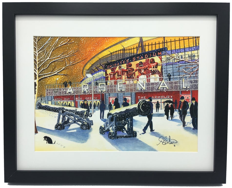 Arsenal F.C, Emirates Stadium. Framed, Football Art Print 14" x 11" Frame Size