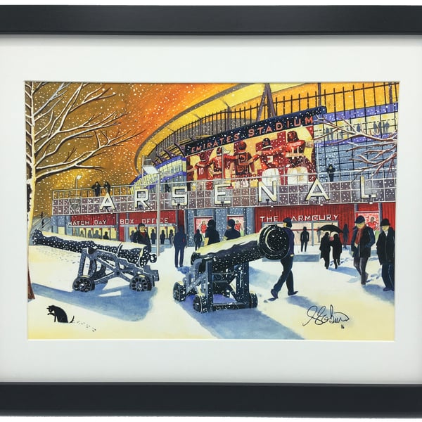 Arsenal F.C, Emirates Stadium. Framed, Football Art Print 14" x 11" Frame Size