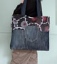 Roomy Upcycled Denim and Leopard Print X-Large Tote Bag - Image 8