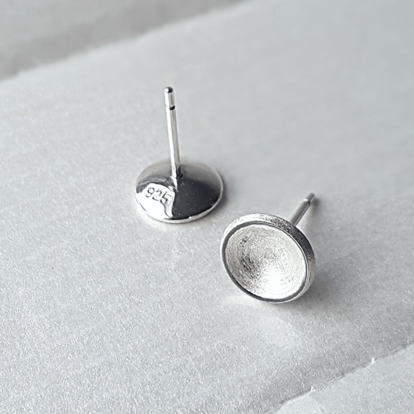 Domed Stud Earrings in Silver with Patina Edge - Gift-Boxed with Free Delivery