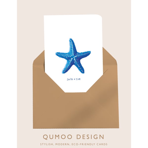 Starfish you're a star blank thank you blank greetings Card (QM288)