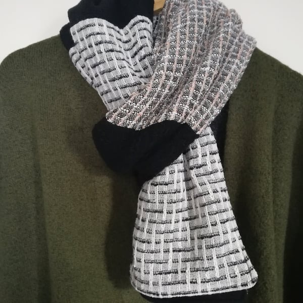 Black & white scarf, Extra long scarf, Wove... - Folksy