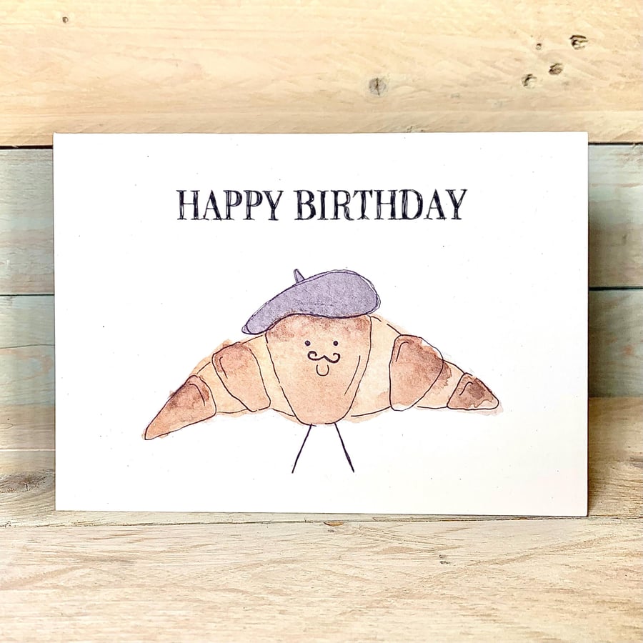 Croissant Birthday Card, french birthday card, bestselling birthday card, cute
