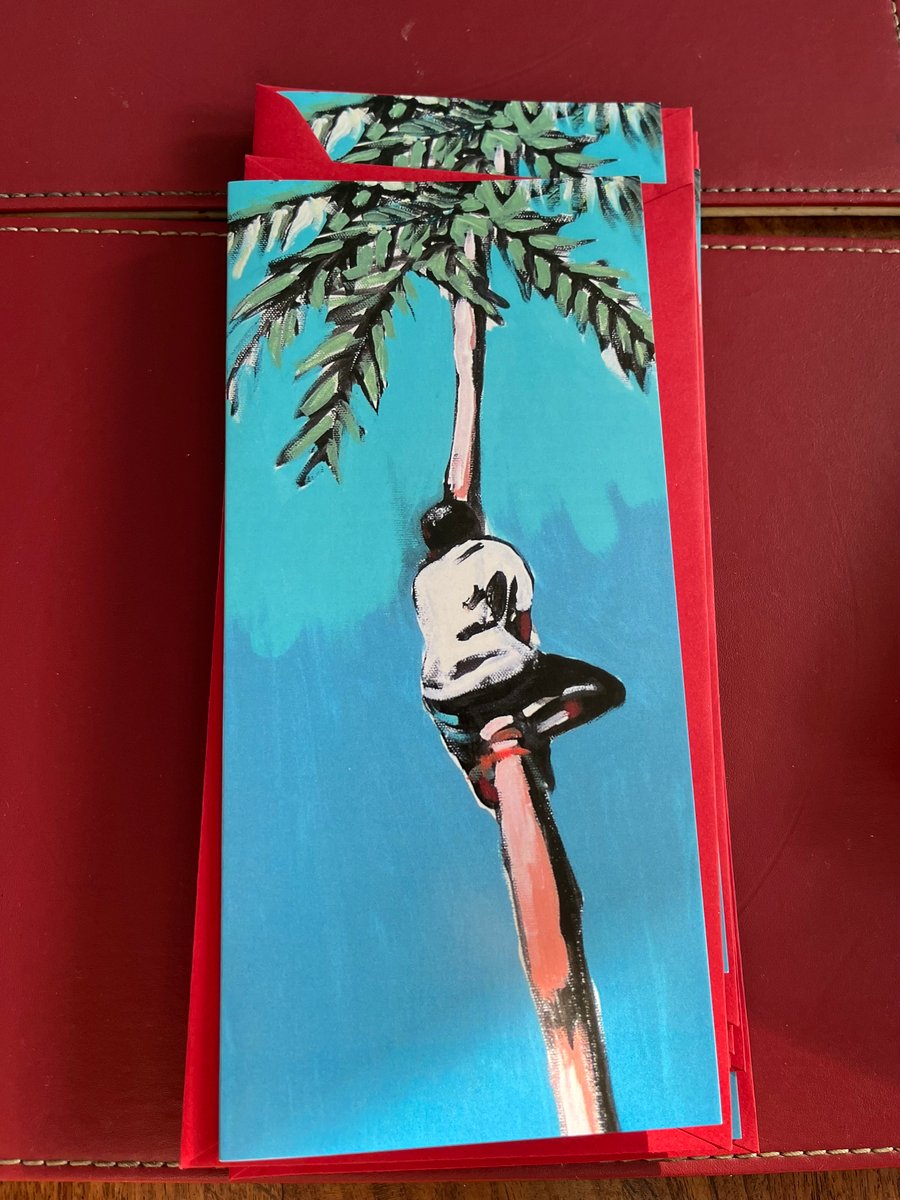 Man climbing palm Blanket Card