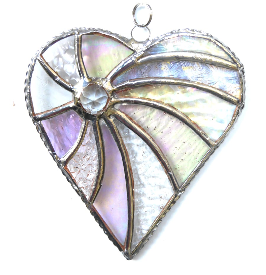 Silver Swirled Heart Stained Glass Suncatcher 010 wedding anniversary 25th